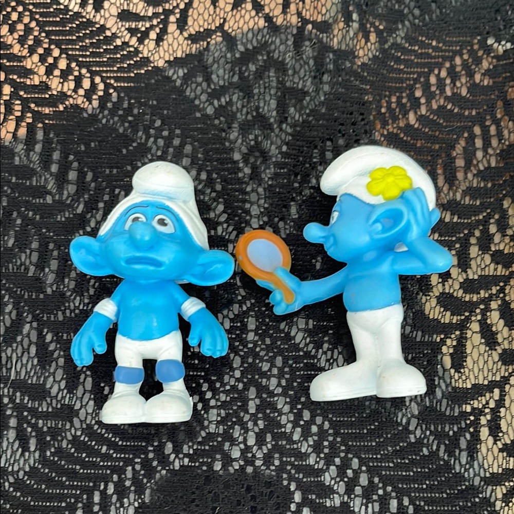 Blue and White Smurf Figurines